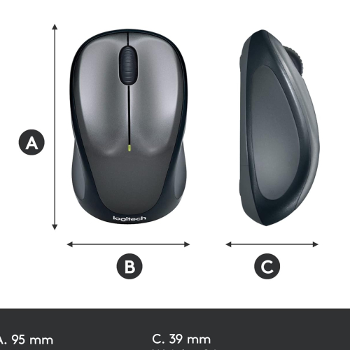 Logitech M235 Wireless Mouse, 1000 DPI Optical Tracking, 12 Month Life Battery, Compatible with Windows, Mac, Chromebook/PC/Laptop - Grey