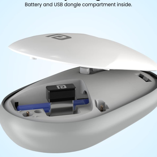 Portronics Toad II Bluetooth Mouse, with Bluetooth 5.0 &amp; 2.4 Ghz Dual Wireless Connectivity, Rechargeable Battery, Adjustable DPI up to 1600 Compatible with Laptop, MacBook, PC (Grey)