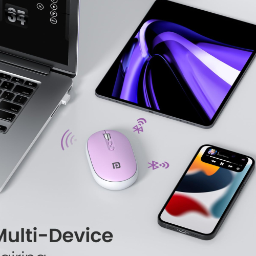 Portronics Toad II Bluetooth Mouse, with Bluetooth 5.0 &amp; 2.4 Ghz Dual Wireless Connectivity, Rechargeable Battery, Adjustable DPI up to 1600 Compatible with Laptop, MacBook, PC (Grey)