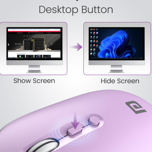 Portronics Toad II Bluetooth Mouse, with Bluetooth 5.0 &amp; 2.4 Ghz Dual Wireless Connectivity, Rechargeable Battery, Adjustable DPI up to 1600 Compatible with Laptop, MacBook, PC (Grey)