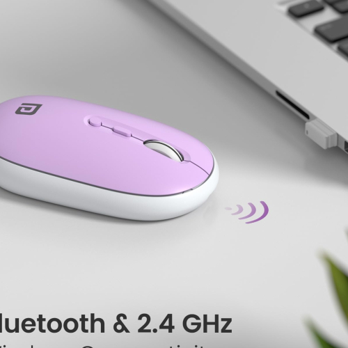 Portronics Toad II Bluetooth Mouse, with Bluetooth 5.0 &amp; 2.4 Ghz Dual Wireless Connectivity, Rechargeable Battery, Adjustable DPI up to 1600 Compatible with Laptop, MacBook, PC (Grey)