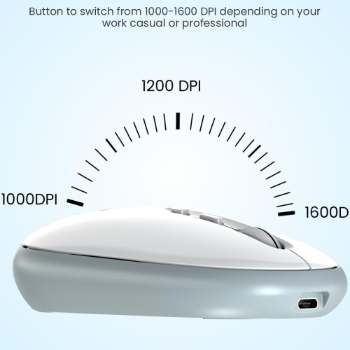 Portronics Toad II Bluetooth Mouse, with Bluetooth 5.0 &amp; 2.4 Ghz Dual Wireless Connectivity, Rechargeable Battery, Adjustable DPI up to 1600 Compatible with Laptop, MacBook, PC (Grey)