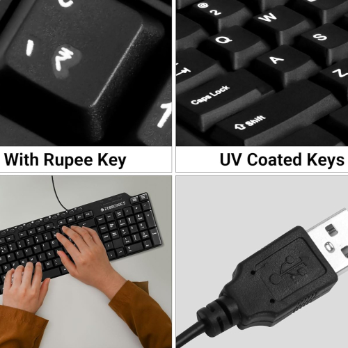 Zebronics ZEB-KM2100 Multimedia USB Keyboard Comes with 114 Keys Including 12 Dedicated Multimedia Keys &amp; with Rupee Key